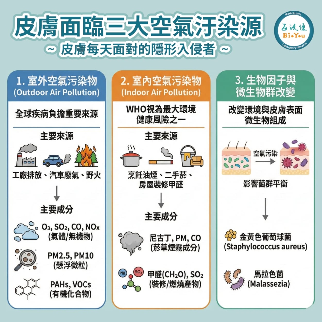皮膚每天面對的三大空氣汙染源